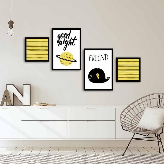 Wallity Cuadro Decorativo Enmarcado en MDF (4 Piezas) Wallity Cuadro Decorativo Enmarcado en MDF (4 Piezas)